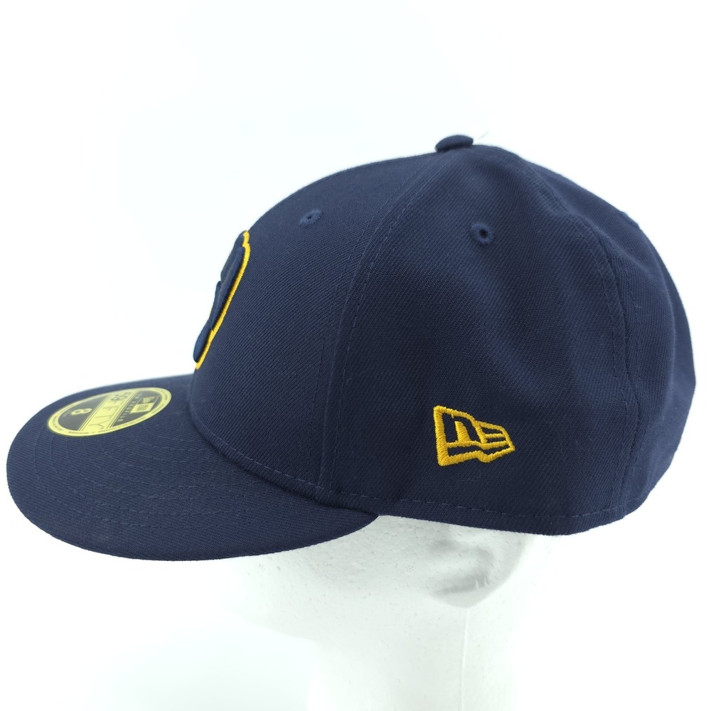 New‎ Era 59Fifty Milwaukee Brewers Navy Blue Fitted Size 8 Low Profile Hat NEW - Picture 4 of 10